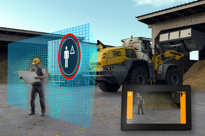 In case of imminent accident, new brake assistant for Liebherr wheel loaders reduces stopping distance